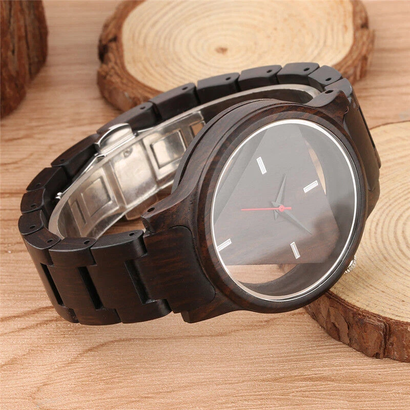 Creative Triangle Watch Men's Wooden Quartz Watches Bamboo  Bracelet Wristwatch - image 3 of 4