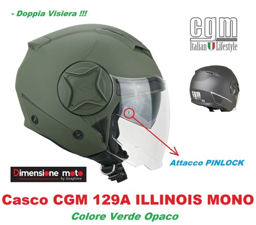 Casco JET Doppia Visiera CGM 129A ILLINOIS MONO Verde Opaco Taglia L 59 cm  | eBay