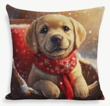 Golden Retriever Puppy Double Sided Christmas Throw Pillow Cover Home Decor
