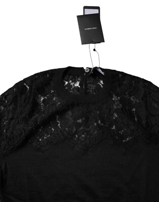 Chemisier Dolce & Gabbana Noir Dentelle Florale - Manches Longues - Taille IT36/US2/XXS - Neuf Avec étiquettes