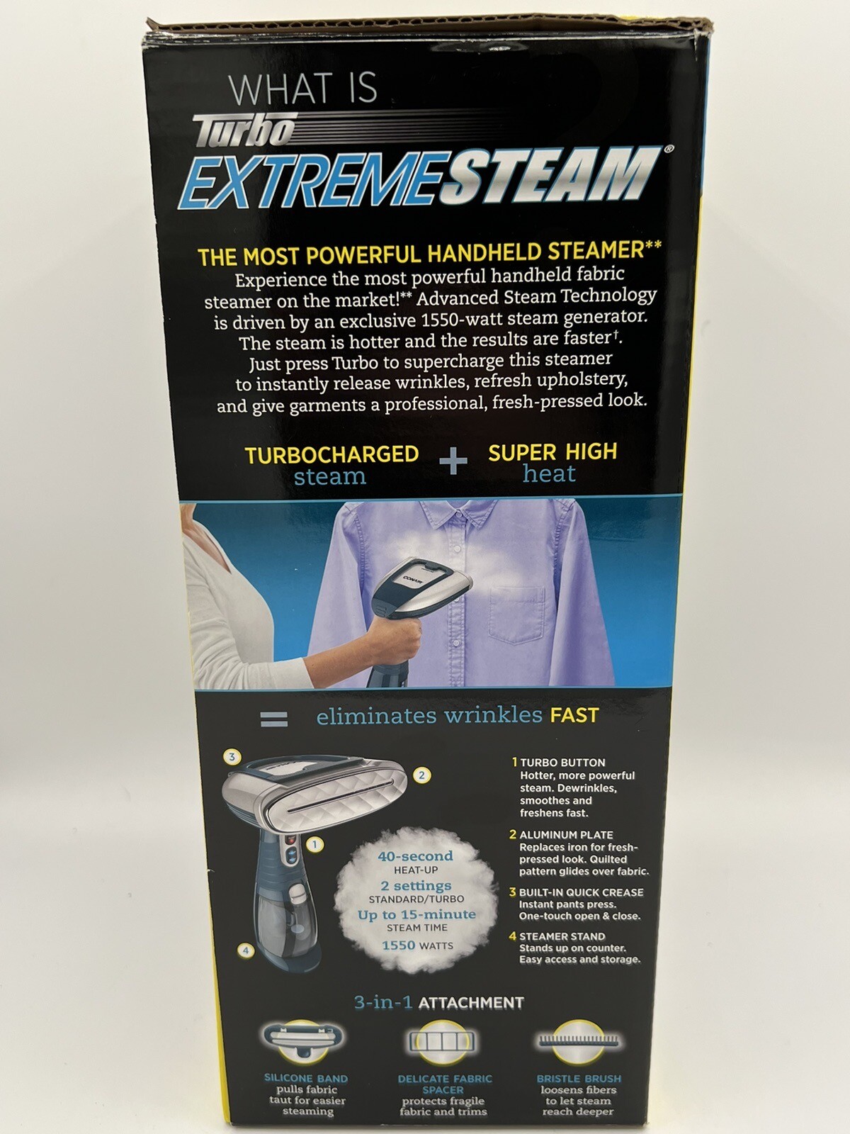 Conair Handheld Garment Steamer for Clothes, Turbo ExtremeSteam 1875W