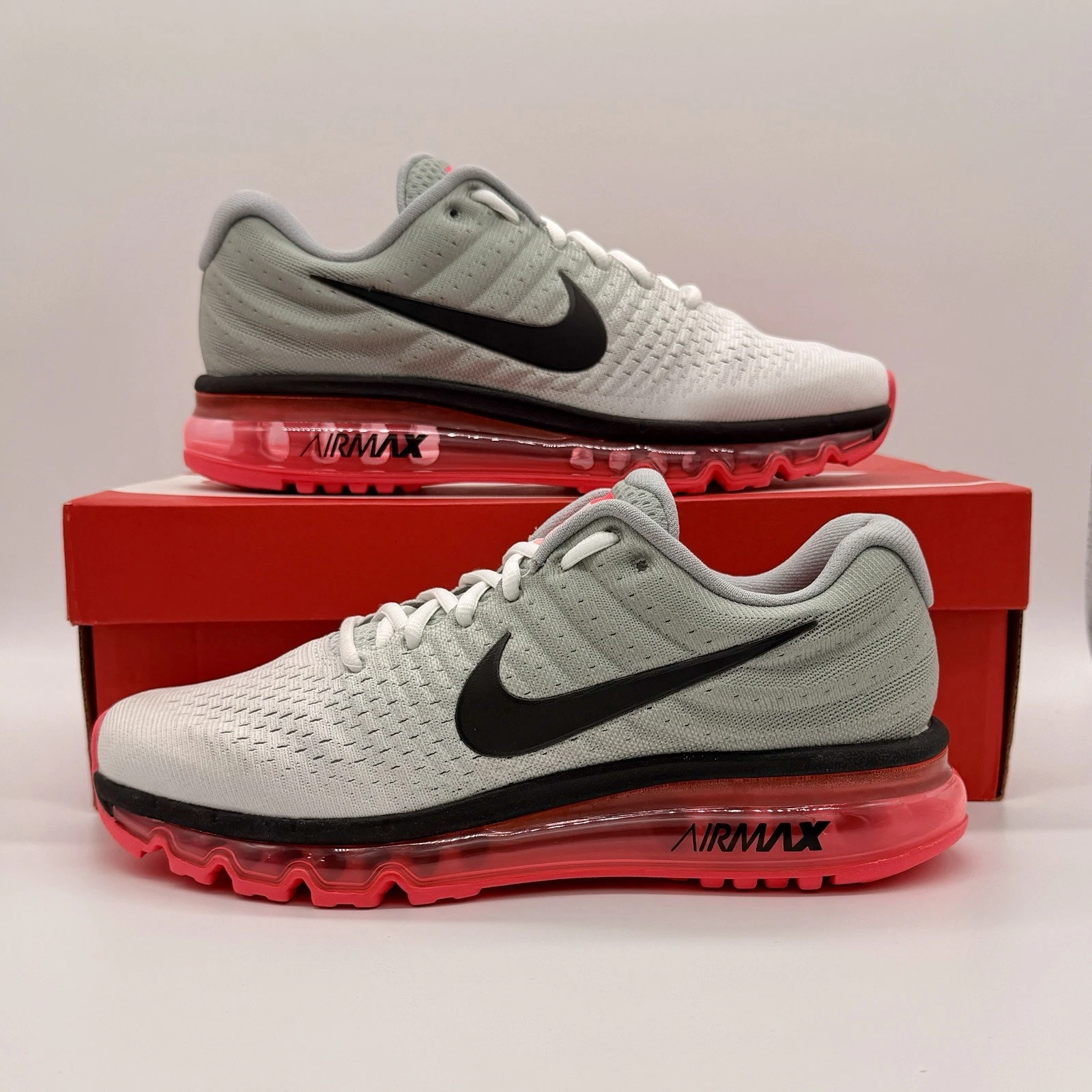 Nike Air Max 2017 White Grey Pink Running Sneakers 849559-106 Mens Size NEW