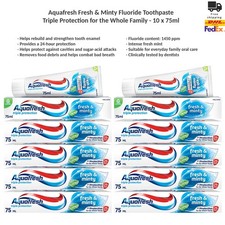 10x Aquafresh Fresh Minty Fluoride Toothpaste Triple Protection Family 75ml