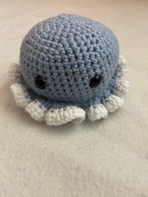 Homemade Crochet Octopus, blue and white