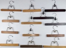 13 Vintage Wooden Pant Hangers Skirt Slacks with Clamps