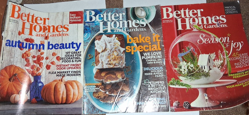 Lot 3 Better Homes & Gardens Magazines 2014 October - December Holidays Decor +