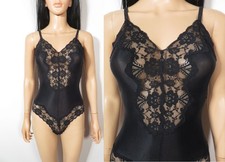 Vintage 80s Deadstock Guy Laroche Black Lace Bodysuit Made In USA Size S
