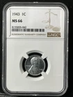 1943 1C  Lincoln Wheat One Cent NGC MS66   8155835-042