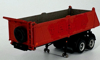 HO RTR CON-COR-HERPA-CUSTOM Dump SEMI Trailer 1/87 BUILT-2AXLE-RED-LAYOUT-DISPLA