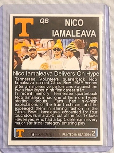 2024 TOPPS / CSA DESIGN/ Nico Iamaleava #2 / UT VOLS/ UCLA - Picture 2 of 2