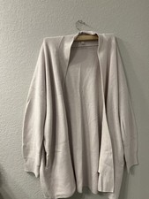 Lululemon Women  s 12 Merino Wool Blend Ribbed Long Wrap Sweater Cardigan Cream