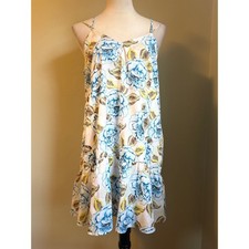 JOA Floral Mini Slip Dress Blue White  Spaghetti Straps M boo Flowy y2k fairy