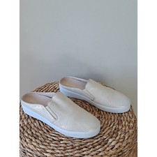 Vionic Womens Dakota Athleisure Slip-On Gold Shimmer Leather Mules 8