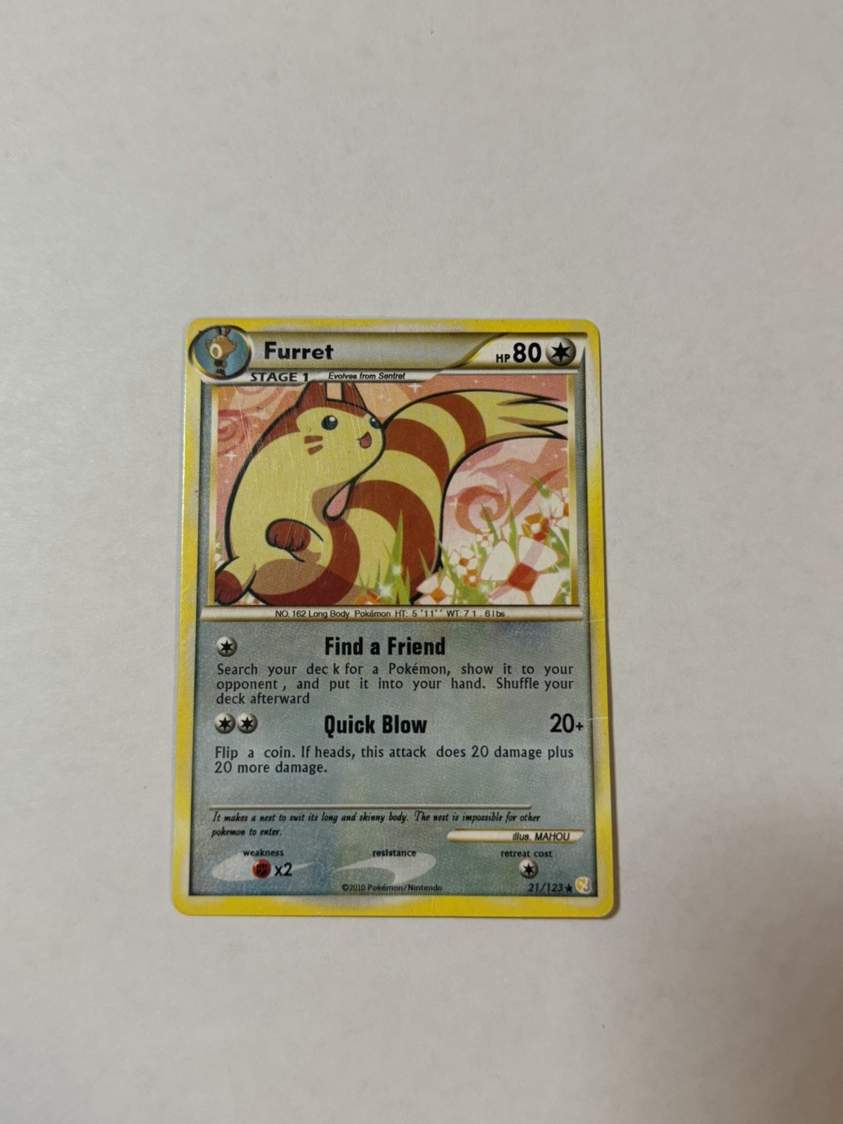 Pokemon Card Furret LP HeartGold SoulSilver Rare 21/123