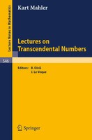 Lectures On Transcendental Numbers K. Mahler Taschenbuch Englisch 1976 Springer