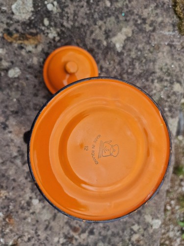 Vintage Orange Enamel Coffee Pot Made in Poland Huta Silesia Retro 1960s (photo 5)