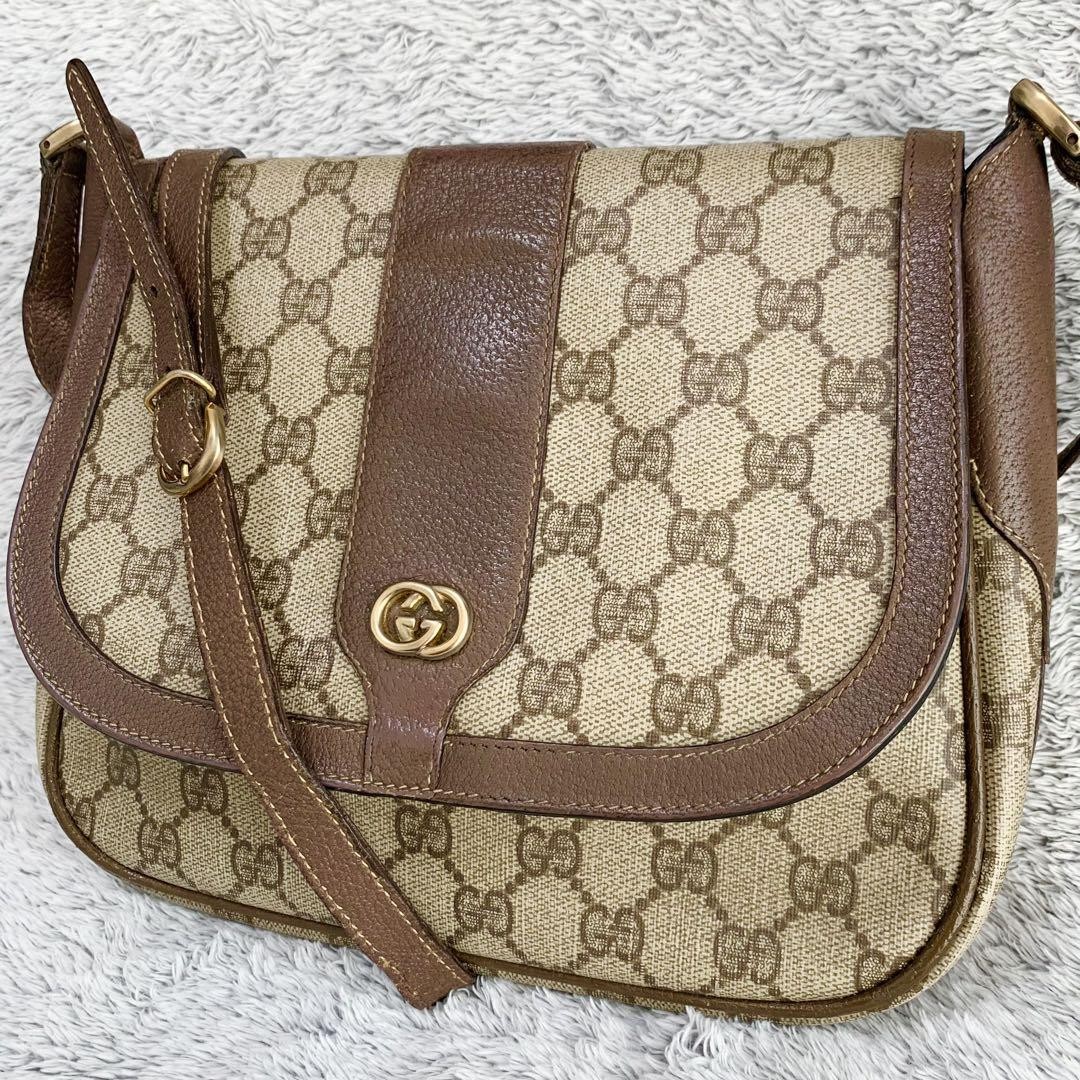 Vintage Gucci GG Supreme PVC Shoulder Bag with Gold Hardware Crossbody