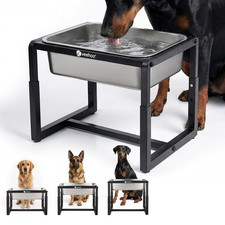 2.4 Gallon Elevated Large Dog Water Bowl, Raised Stainless Steel Water Bowl S...