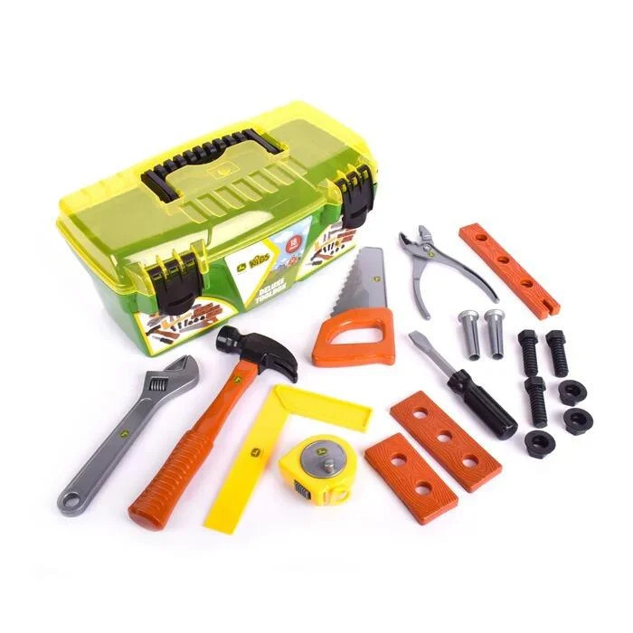 JOHN DEERE Deluxe Tool Box - TOY TOOL BOX DIY HANDY MAN PRETEND TOOLS