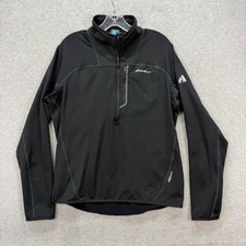 Eddie Bauer First Ascent Mens M Black FreeHeat Quarter Zip Grid Fleece Pullover