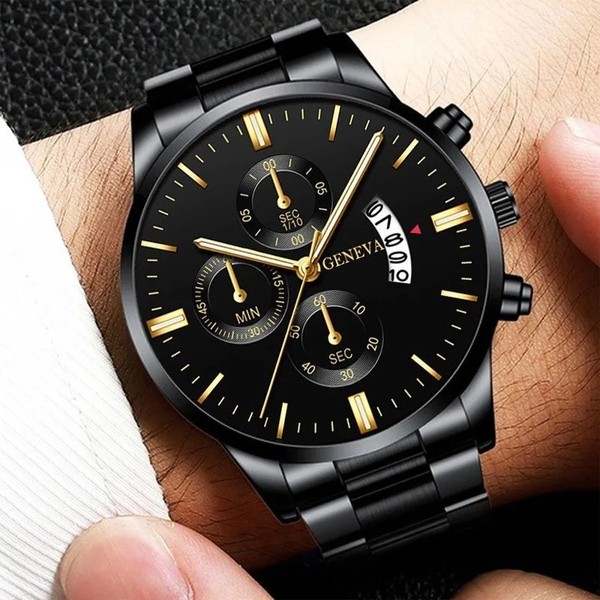 Reloj de Hombre Impermeable de Acero Inoxidable, Cuarzo, Luminoso, Clásico de Negocios 3