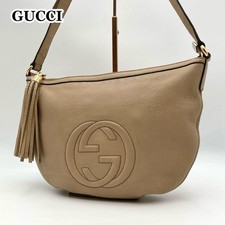 Rare Near Mint Gucci Soho Leather Shoulder Bag Beige GG Logo