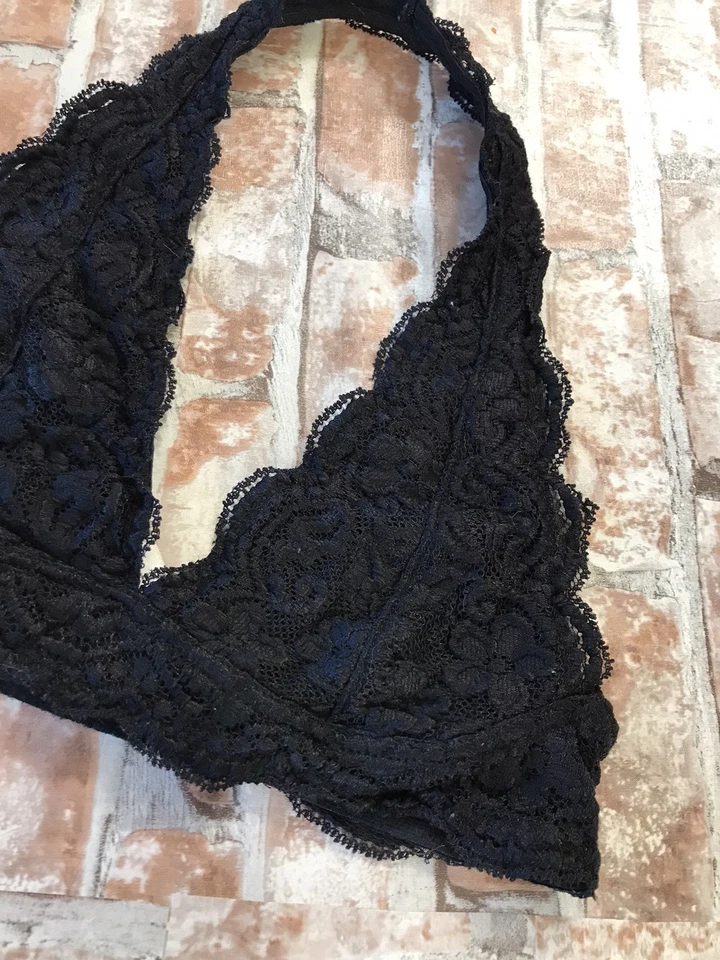 Anemone BLACK Lace Floral Halter Bralette Size S/M - Image 3 of 4