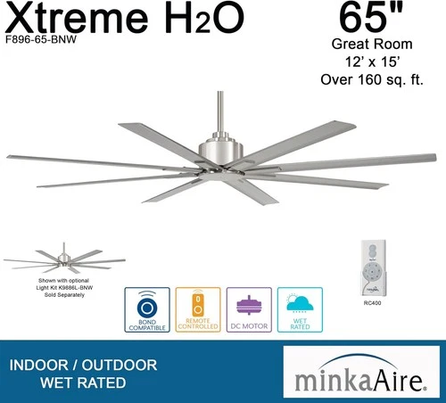 Minka-Aire F896-65-BNW Xtreme H20 65" Outdoor Ceiling Fan  Brushed Nickel Wet - Picture 5 of 5