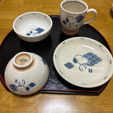 Snoopy Japanese tableware set for 2 people Made in Japan Japanese Ceramic Plate
