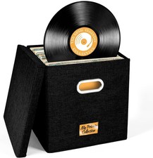 Vinyl Record Storage Box for up to 50 12-Inch Albums, Records 1 Pack, Black