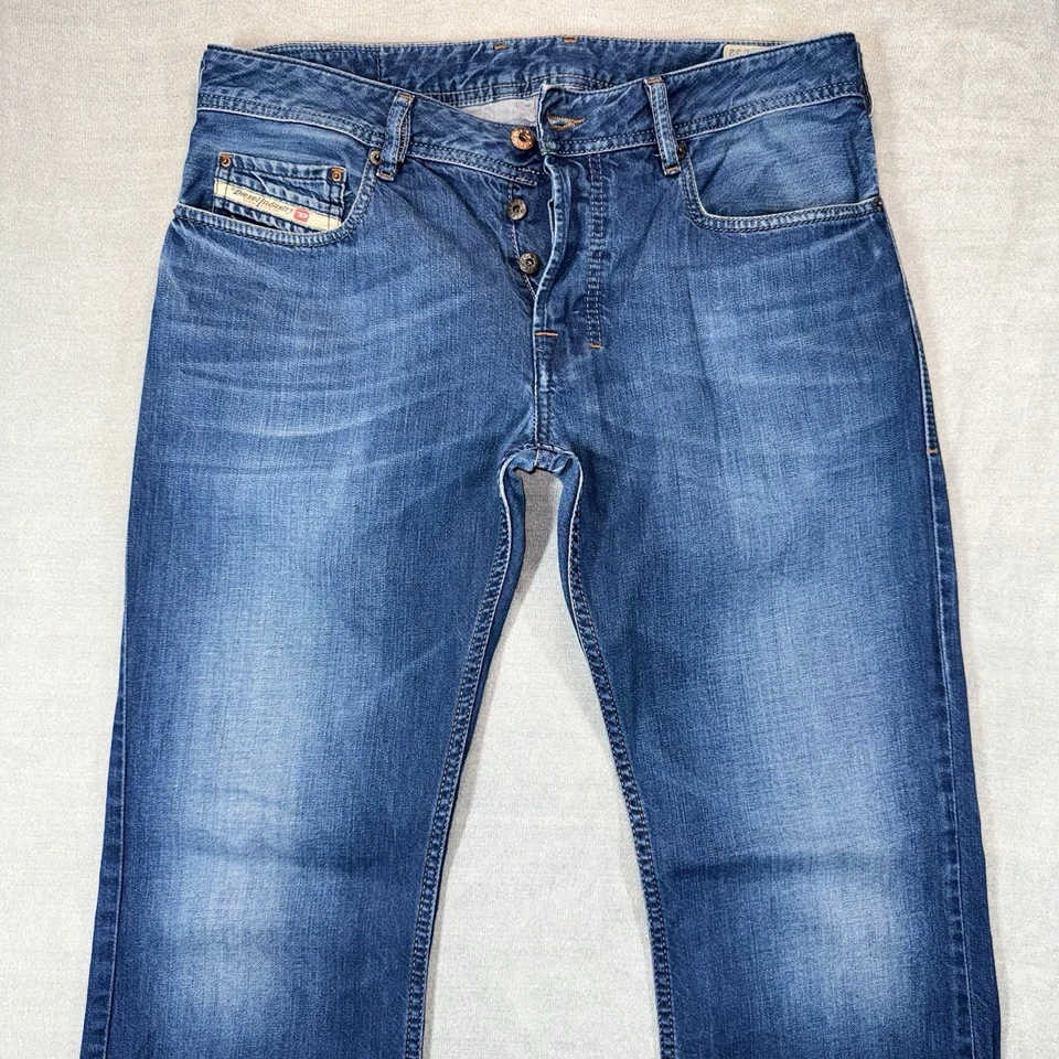 Jeans Diesel Zatiny Para Hombre 32x32 Azul Denim Regular Bootcut Desvanece Bigotes 0818N Foto 3 de 4