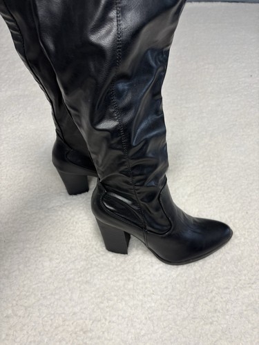 Botas de vaquero Forever 21 para mujer de cuero sintético negro sobre la rodilla - Imagen 6 de 8