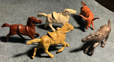 Vintage MARX Bar-M-Ranch Western Cowboy 4 horses 1 steer