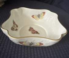 VTG B&C LIMOGES FRANCE L. BERNARDAUD & C BUTTERFLY SQUARE BOWL GOLD TRIM 