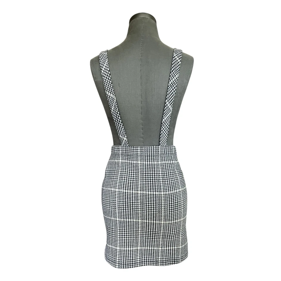Hollister Black & White Houndstooth Suspenders Pencil Skirt Women's Size S - Image 3 of 4