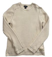 Polo Jeans Company Ralph Lauren MFG Mens Cream Pullover Cable Knit Sweater Large