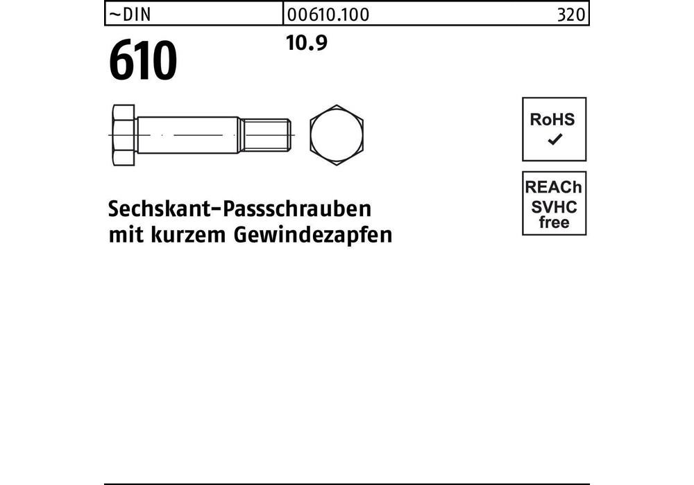 Рейхерная проходная труба DIN 610 м.ширина захвата, М 16 x 50 10,9