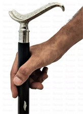 Antique Finished Derby Style Royal Art Engraved Head Handle Wooden Walking Stick