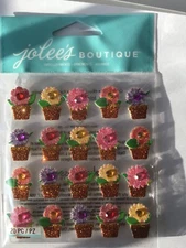 Jolees Boutique Flowers In Pots Repeats Scrapbook gems Garden Plants Stickers