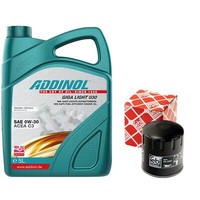 MotoröL Set 0W-30 Addinol 5 Liter + ÖLfilter 38564 FüR VW Lupo 1.0 6E1 6X1 50 PS