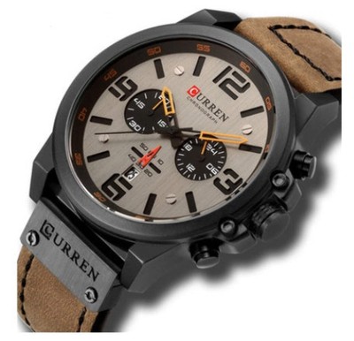 Men's Sports Quartz Chronograph Watch with Waterproof Design and Multiple Colors