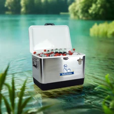 Yakimoto Stainless Steel flip-top Ice Chest, 54 qt,Outdoor Kitchen Ice Bin
