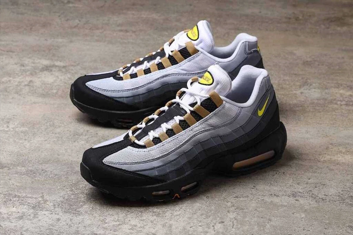 Nike Air Max 95 Icons White Wolf Grey Cool Grey Yellow Strike DX4236-100 US 11.5