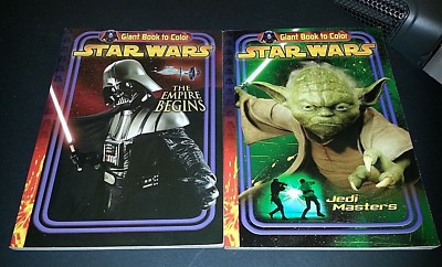 2 STAR WARS GIANT BOOK TO COLOR Jedi Masters & The Empire Begins Yoda Darth