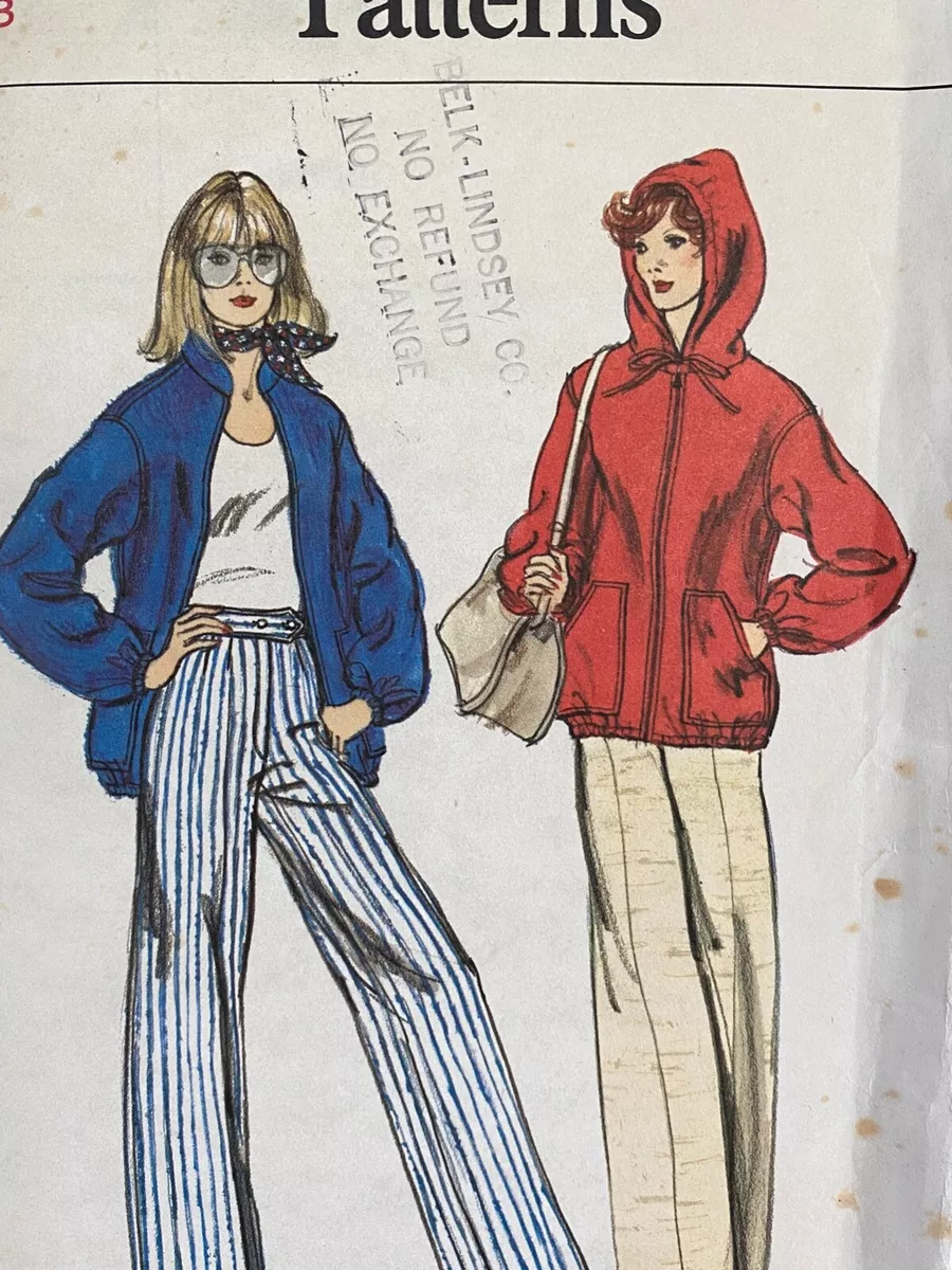 Vintage Vogue Sewing Pattern 8866 Sportswear Jacket Hoodie Sz 8 Uncut FF