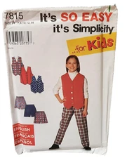 Simplicity 7815 Size 7-14 Girls' Vest Pants Shorts Sewing Pattern Uncut