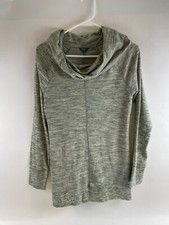 Eddie Bauer Sweater Women's Size M Gray Green Heather Thermal Cowl Neck Pullover