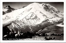 RPPC Postcard Horseback Riders Pause Rainier National Park Washington WA    2016