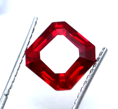 5.15 Ct Natural Flawless Red Ruby Asscher Cut Certified Loose Stunning Gemstone
