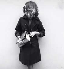 Kenzo Paris Fitted Black Trench Coat With Gold Logo Buttons